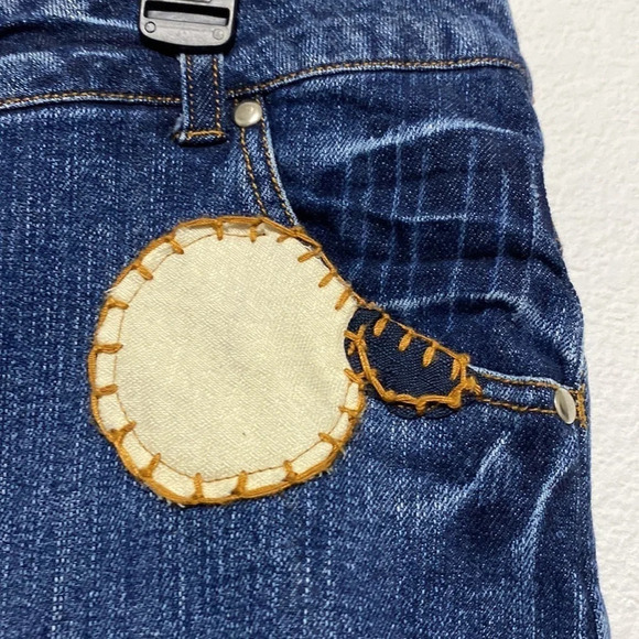 Apres Velo Denim Skirt Bicycle Patchwork Mini Low Rise Bicycle Size 12 - Picture 5 of 14
